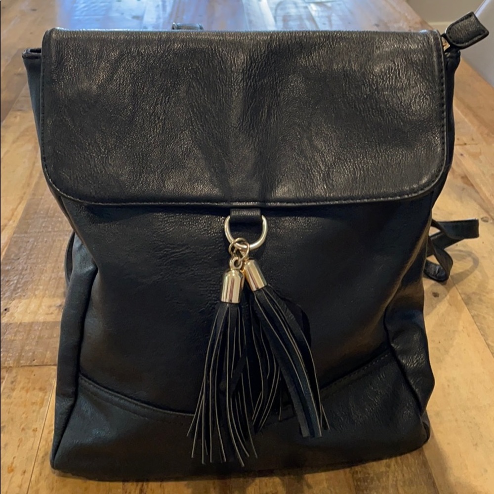 Black leather Sole Society backpack